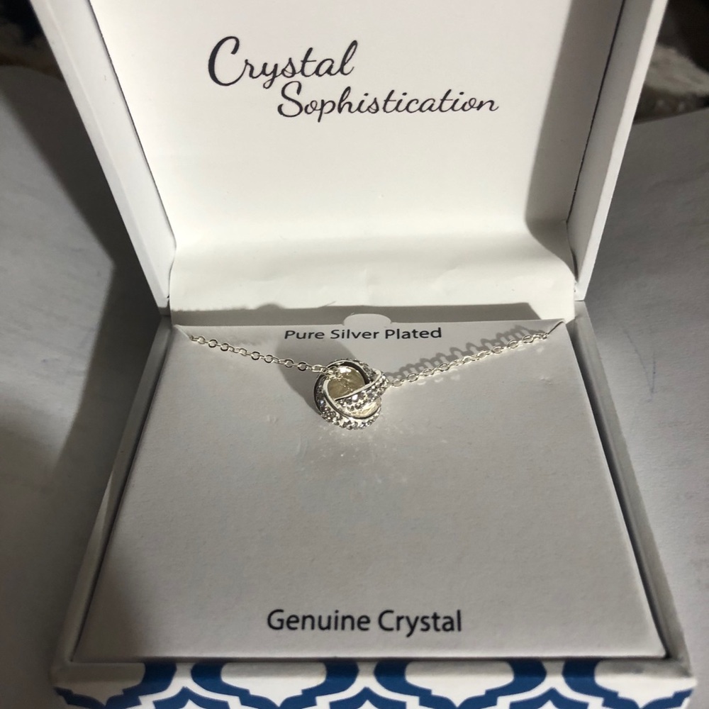 New Crystal Sophistication Necklace w/Knot Pendant